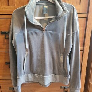 Champion Gray Zip Up Sweater with Drawstring Collar